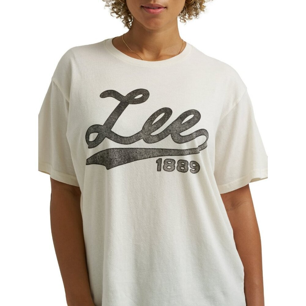 Lee Women's Logo Tee, Size 3XL, Girlfriend Fit, Relaxed, Lightweight, Cream